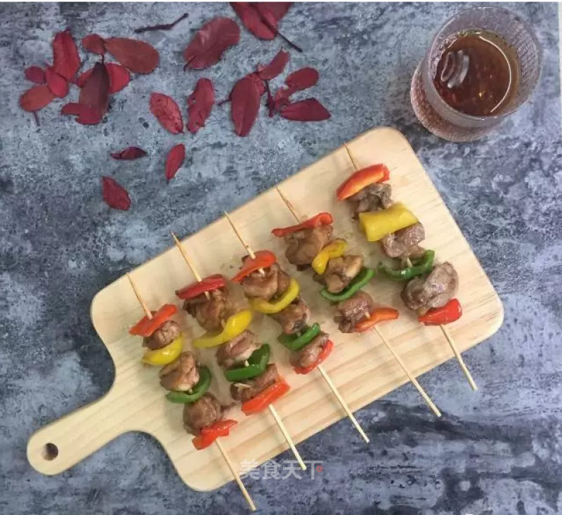 Pepper Chicken Skewers, Bell Pepper and Onion Chicken Heart Skewers recipe