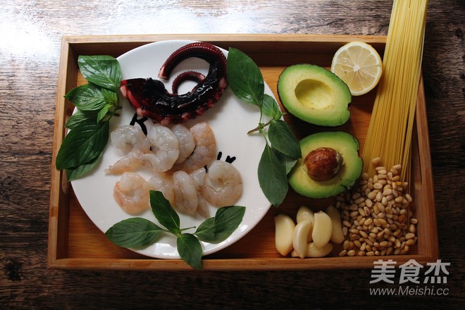 Seafood Spaghetti with Avocado Green Sauce recipe