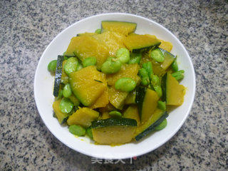 Fried Japanese Pumpkin with Broad Beans recipe