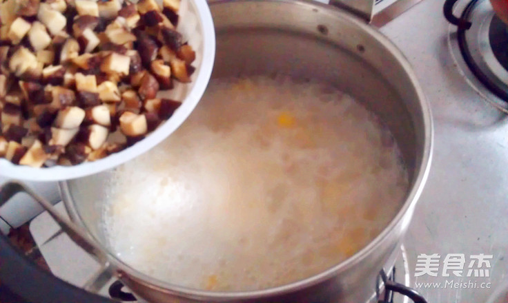 Mushroom Salted Egg Congee recipe