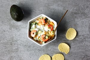 Prawn Salad with Potato Chips and Avocado recipe