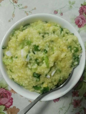 Nutritious Rice Porridge with Salted Egg and Vegetables recipe