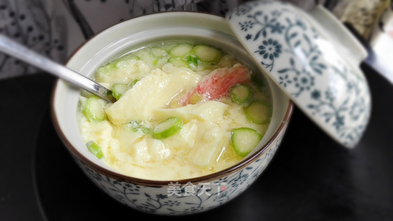 Crab Claws Steamed Egg with Asparagus recipe