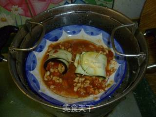 The Belt is Getting Wider and I Won’t Regret It---steamed Eggplant, Chicken, Tomato Roll recipe