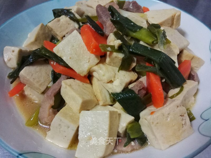 Braised Hakka Tofu with Garlic Sprouts