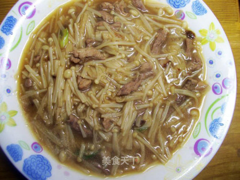Fried Pork with Enoki Mushroom recipe