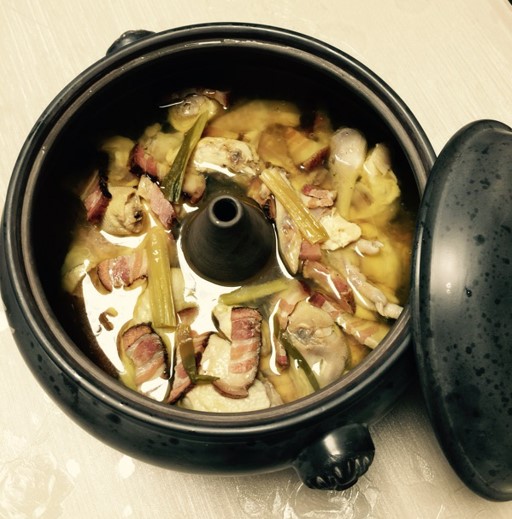 Marinated Pork Belly Chicken in Steam Pot recipe