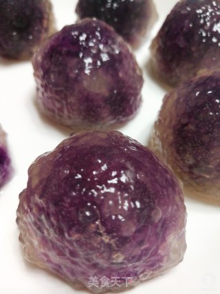 Crystal Clear, Soft and Soft "sago Purple Sweet Potato Ball" recipe