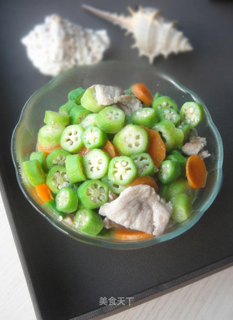Health-preserving and Health-care Vegetables in Autumn-fried Pork Slices with Okra recipe