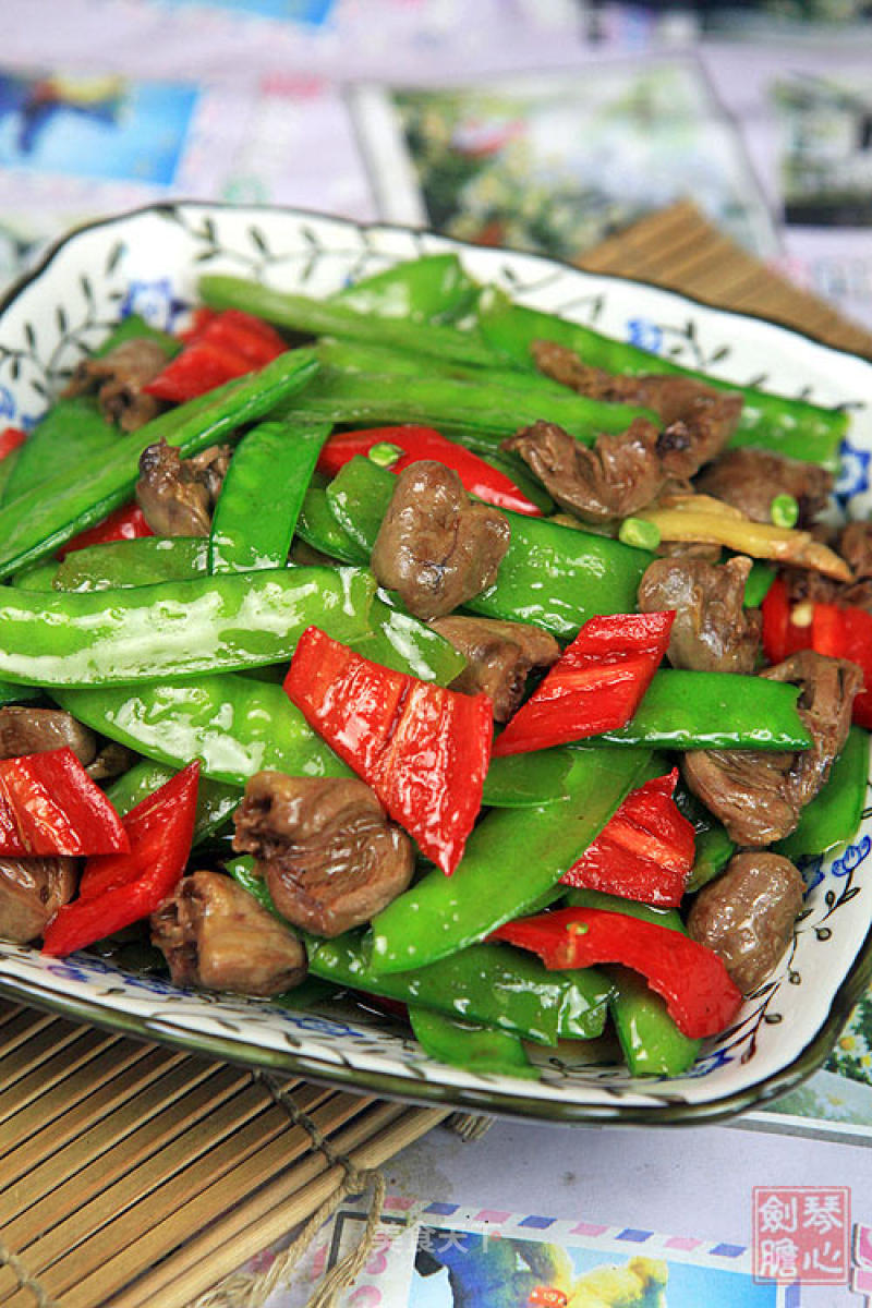 Fried Chicken Hearts with Snow Peas recipe