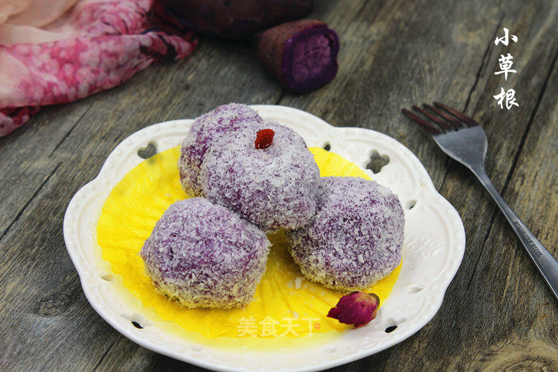 Purple Sweet Potato Glutinous Rice Balls recipe