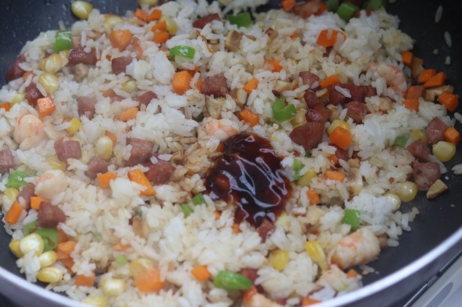 Fried Rice with Beef Sausage and Shrimp recipe