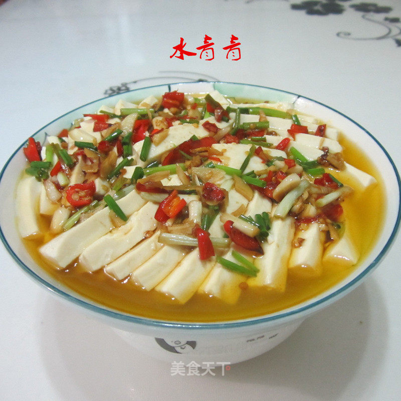 Steamed Tofu with Scallion Oil recipe