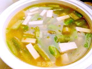 Loofah Preserved Egg Tofu Soup recipe