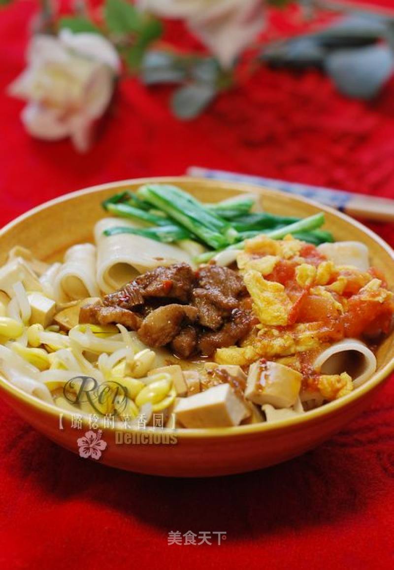 Big Meat Simmered Seeds + Tomato and Egg Simmered Seeds "two in One"——【soft Noodles in Huxian, Shaanxi】 recipe