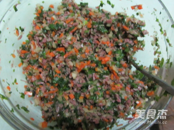 Colorful Dumplings with Vegetable and Beef Filling recipe