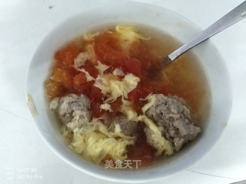 Tomato Meatball Egg Drop Soup recipe