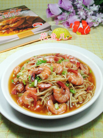 Stir-fried Sea Prawns with Enoki Mushrooms recipe