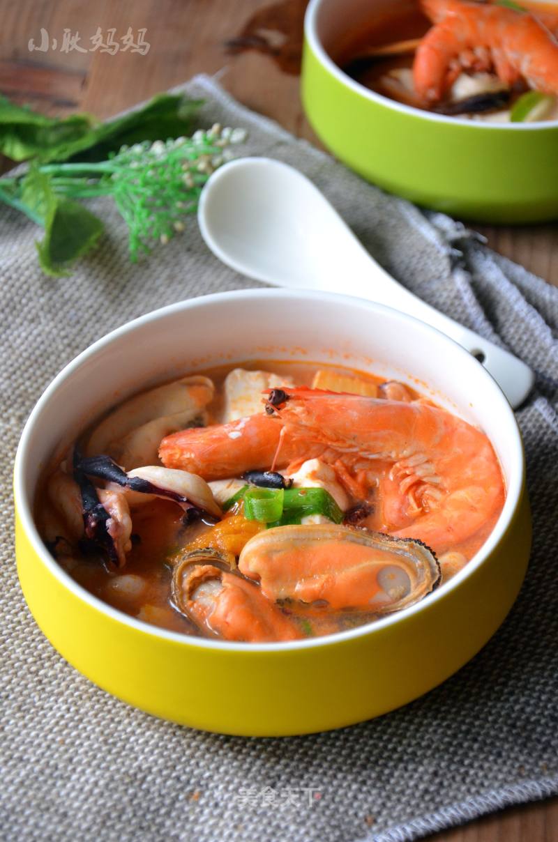 Korean Kimchi Seafood Soup recipe