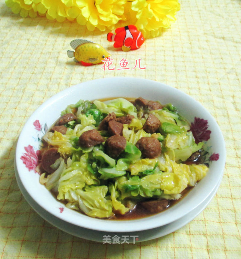Stir-fried Beef Cabbage with Small Meatballs recipe
