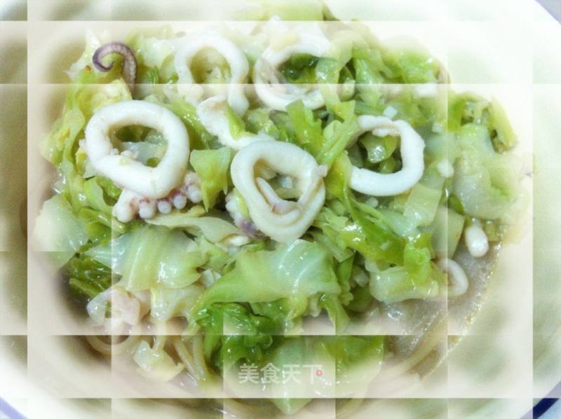 Coconut Milk Squid and Cabbage Pasta recipe