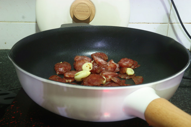 Stir-fried Sausage with Garlic Stalks recipe