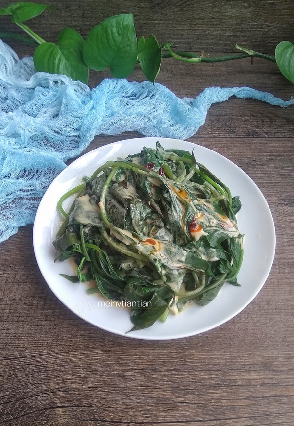 Sweet Potato Leaves with Sesame Sauce recipe