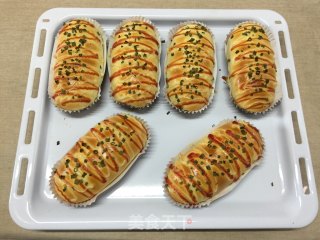 Pork Floss Sausage Buns recipe