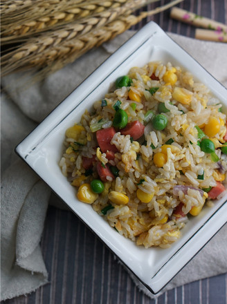Fried Rice with Green Beans, Corn and Egg