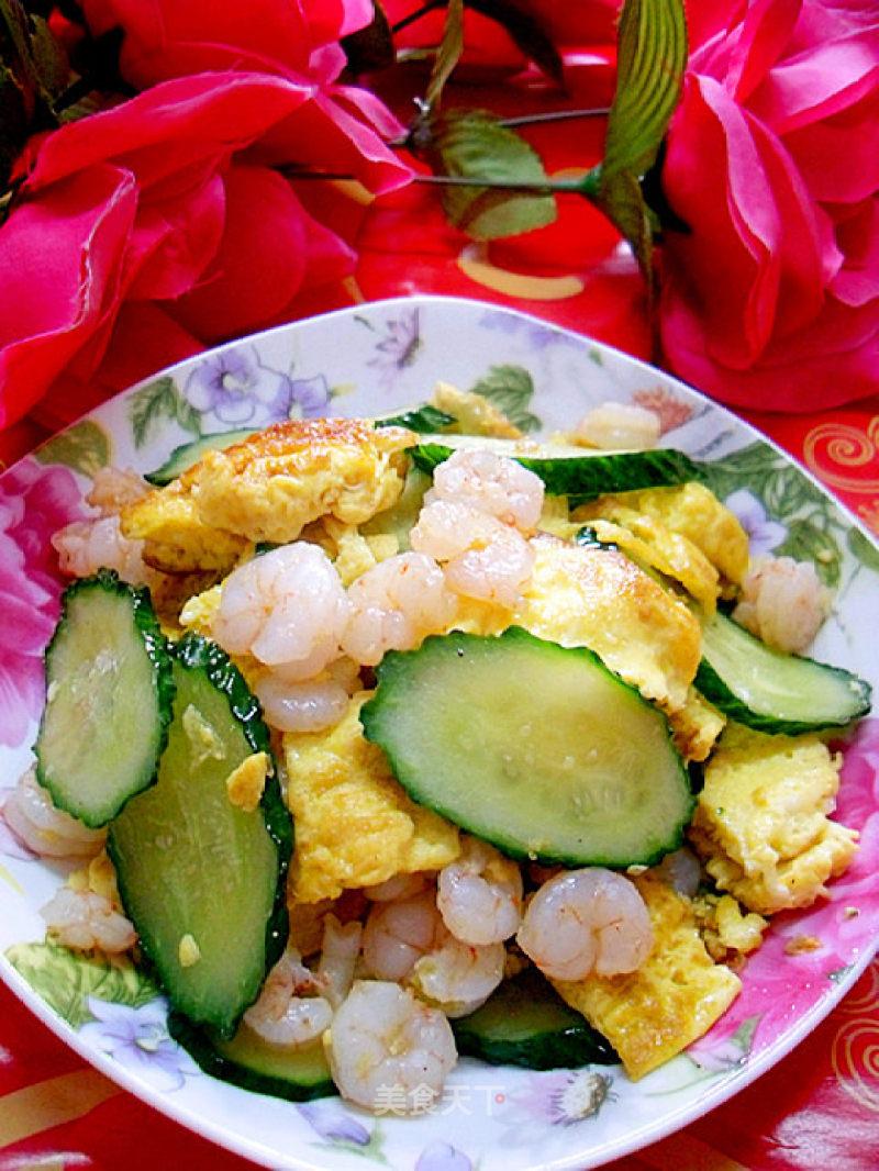 Fried Shrimp with Sliced Hibiscus Melon recipe