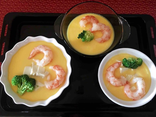 Steamed Egg with Shrimp and Tofu recipe