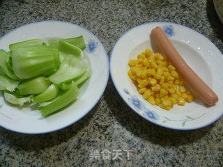 Stir-fried Vegetable Stems with Corn and Ham Sausage recipe