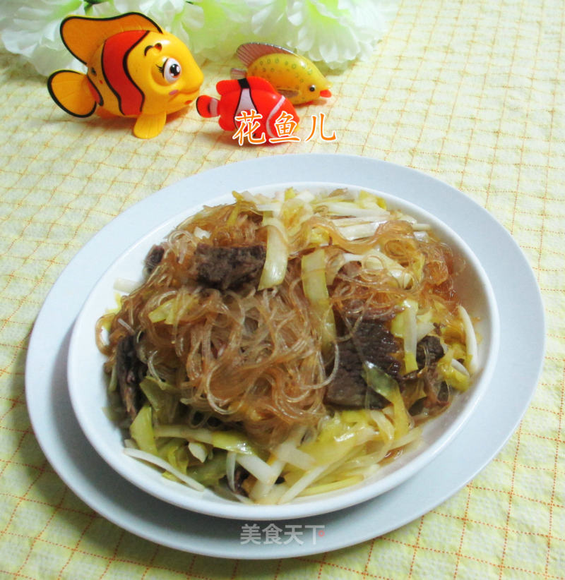 Stir-fried Vermicelli with Beef Slices with Leek Sprouts recipe