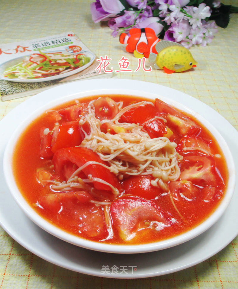 Stir-fried Enoki Mushroom with Tomato recipe