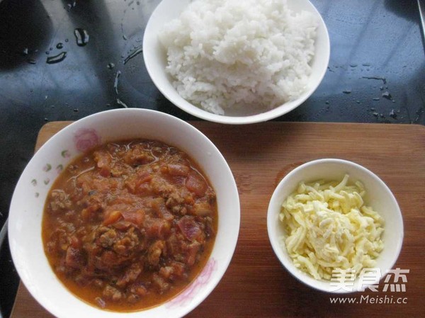 Baked Rice with Tomato Meat Sauce recipe