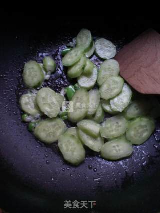 Fried Cucumber with Seafood Sausage recipe