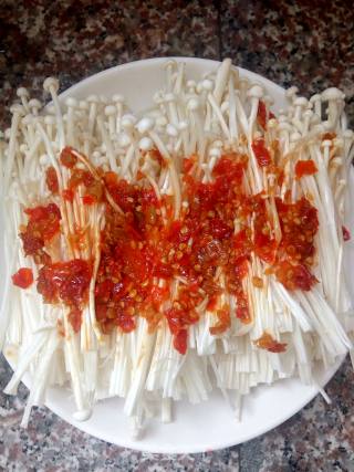 Summer Lazy Food: Chopped Pepper and Enoki Mushroom recipe