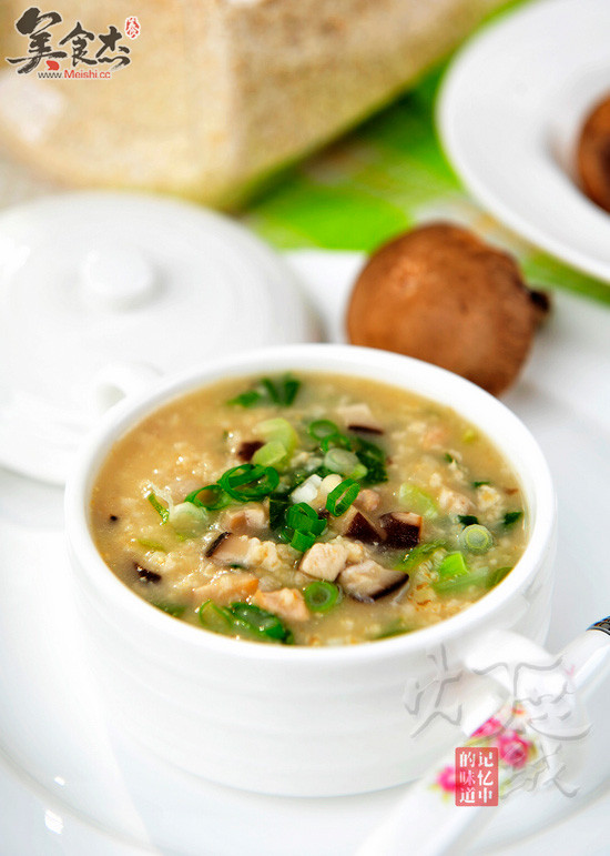 Oatmeal with Shredded Pork and Greens recipe