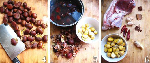 Braised Pork with Quail Eggs and Chestnuts recipe