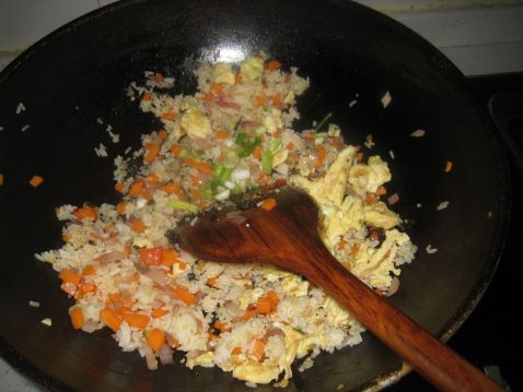 Fried Rice with Onion and Olive Vegetables recipe