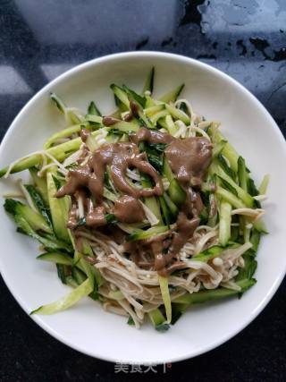 "cold Salad" Cucumber with Enoki Mushroom recipe