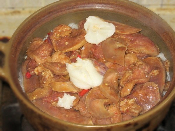 Claypot Rice with Sour Plum Noodles and Soy Pork Mint recipe