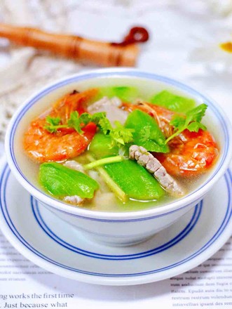 Loofah and Sea Prawn Pork Soup recipe