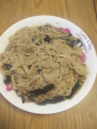 Delicious Pork Moo Eggplant Braised Noodles recipe