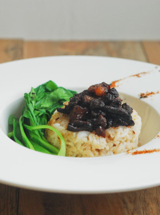 Braised Pork Rice with Black Porcini Mushrooms recipe