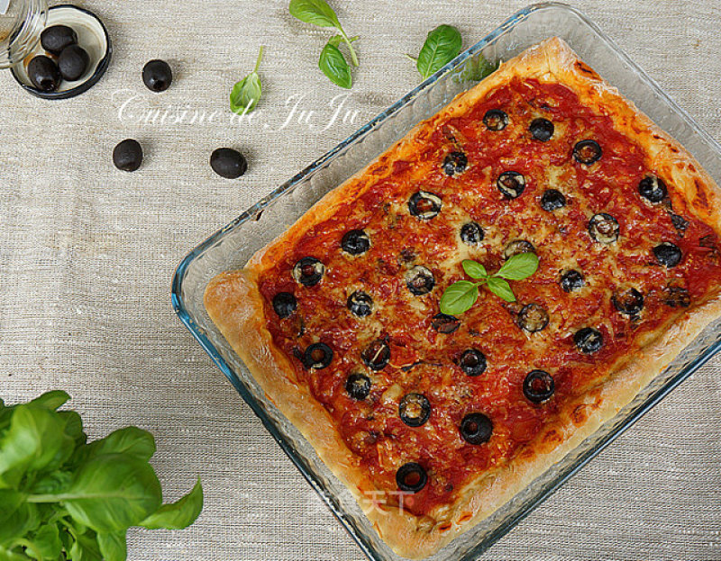 Homemade Tomato Olive Pizza recipe