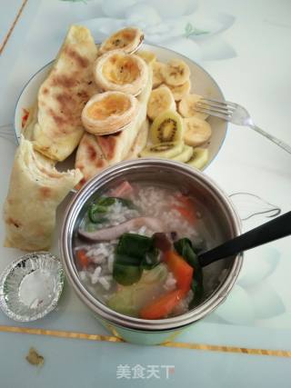 Vegetables, Radish, Ham and Mushroom Porridge recipe