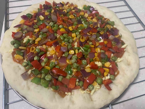 Italian Cheese Beef Sausage Thin Pizza with Vegetables recipe