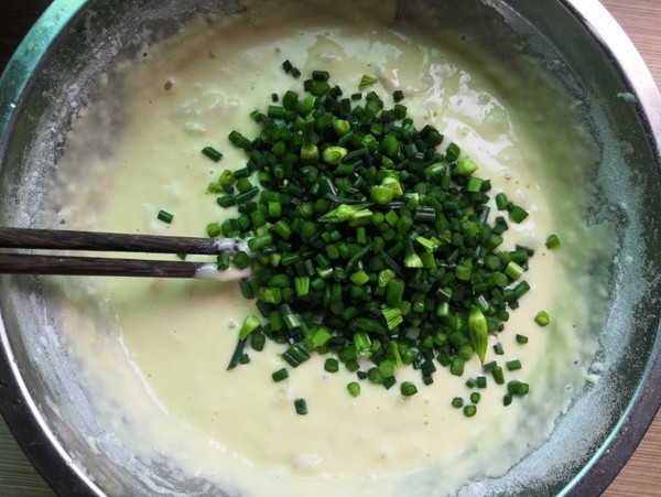 Chives and Sea Rice Egg Pancake recipe
