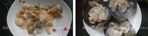 Steamed Scallops with Gold and Silver Garlic recipe